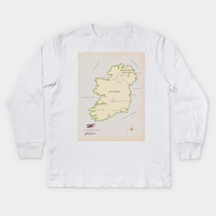 Illustrated Map of Ireland Kids Long Sleeve T-Shirt